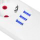 6. MACLEAN Steckdosenleiste mit 5 Steckdosen + 3 USB-Anschlüssen, 110–240 V Wechselstrom, 50/60 Hz, max. 2,1 A, 2500 W, 1,5 m, Weiß, MCE395W