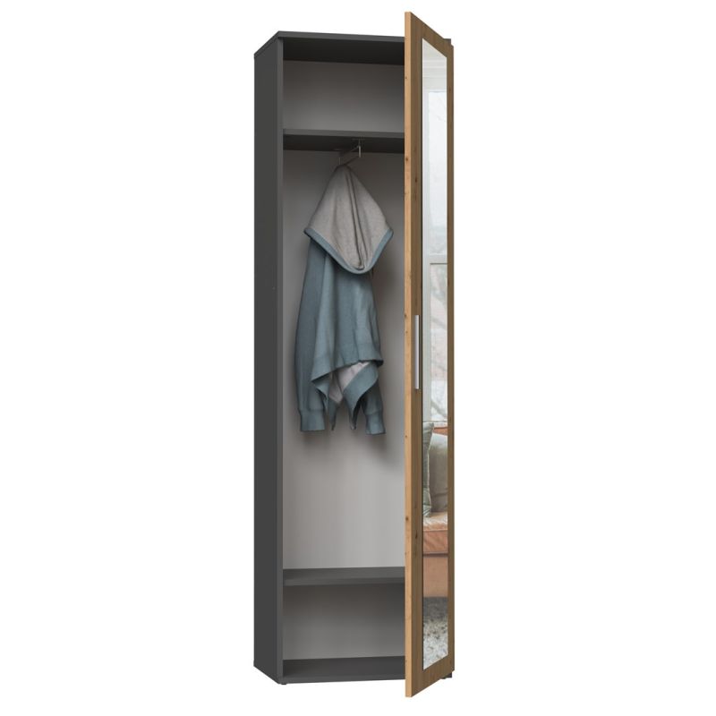 2. DUO-KLEIDERSCHRANK MIT SPIEGEL ANTHRAZIT/ARTISAN-SET