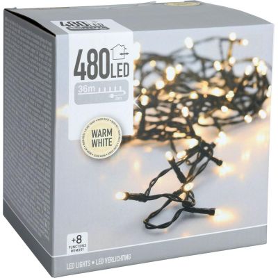 9. WEIHNACHTSBAUMBELEUCHTUNG LICHTERKETTE 480 LED TIMER WARMWEISS