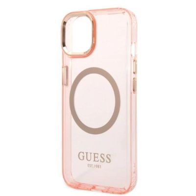 6. Ratet Guess , GUHMP14MHTCMP iPhone 14 Plus 6,7" rosa/rosa Hartschale Gold Outline Translucent MagSafe