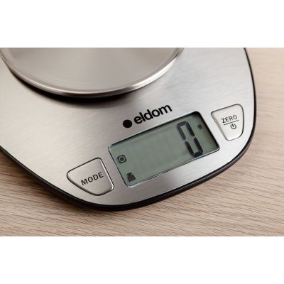 5. ELDOM Elektronische Küchenwaage WK320S RENA Genauigkeit 1 g Gewicht bis 5 kg LED-Anzeige Stahl mit Schüssel