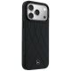 4. Mercedes Lederhülle mit gekreuzten Linien und MagSafe-Design für iPhone 17 Pro – Schwarz
