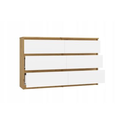 2. M6 MALWA Kommode 120 cm 6 Schubladen Kunst/Weiß Set
