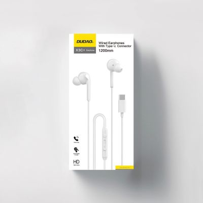 2. Dudao X3C+ kabelgebundener USB-C In-Ear-Kopfhörer 1,2 m – Weiß