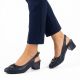 5. Marineblaue Damen-Pumps mit offenem Absatz, Modell M.Daszyński SA233-4