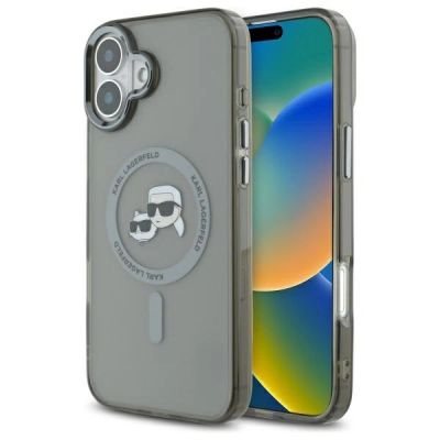 Karl Lagerfeld IML Metal Karl&Choupette Head MagSafe Hülle für iPhone 16 - Schwarz