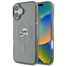 Karl Lagerfeld IML Metal Karl&Choupette Head MagSafe Hülle für iPhone 16 - Schwarz
