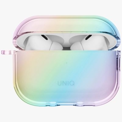 4. Uniq Iridescia Hängehülle für AirPods Pro 3 – Transparent, mehrfarbig