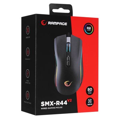 7. RAMPAGE Gaming-Maus SMX-R44 V2 MACRO BLACK 12800 DPI RGB LED