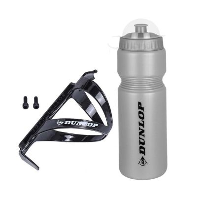 DUNLOP 750ML FAHRRADTRINKFLASCHE MIT KÄFIG SILBER
