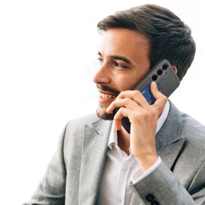 6. Dux Ducis Rafi II Hülle für Samsung Galaxy S25+ mit Ständer und Geldbörse – Schwarz