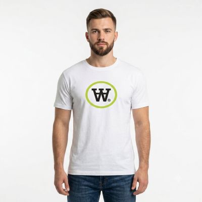 3. Wood Wood Ace T-Shirt Weiß/Grüner Aufdruck - 10135701-2222-18