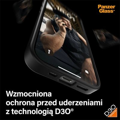 7. Militärzertifizierte PanzerGlass ClearCase iPhone 15 Pro Hülle – Transparent und Schwarz