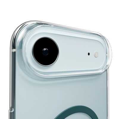 6. Puro Lite Mag TPU+PC Hülle kompatibel mit MagSafe für iPhone 17 Air - Transparent mit türkisfarbenem Ring