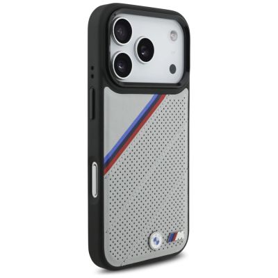 4. BMW M Tricolor Metal Logo MagSafe Case für iPhone 17 Pro – Grau