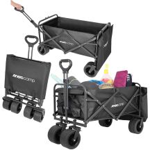 Deluxe Faltbarer Reise- und Strandbuggy 90x57x73-96cm mit Griff, Schwarz