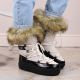 5. Plateau-Schneestiefel mit Schnürung und Fell Vinceza W JAN262 beige