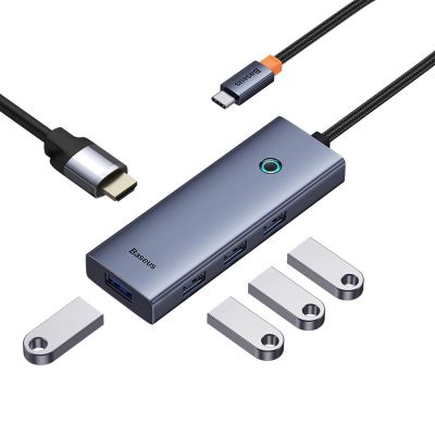 19. Baseus UltraJoy Serie 5-in-1 USB-C HDMI 4K 4x USB-A 3.0 Hub – Grau