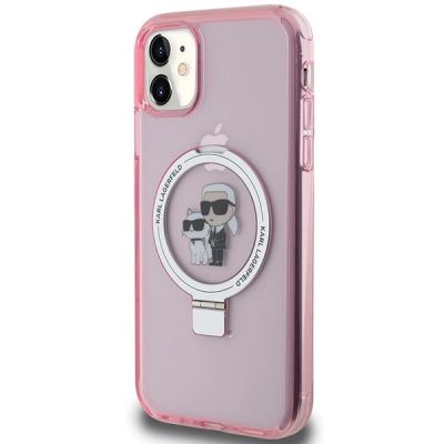 2. Karl Lagerfeld Ring Stand Karl&Choupette MagSafe Hülle für iPhone 11 / Xr – Rosa