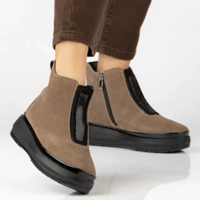 6. Beige Plateau-Ankle-Boots für Damen, Filippo DBT8264