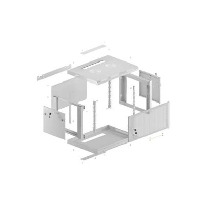 8. LANBERG 19" 12U 600X600 GRAUER WANDMONTIERTER RACK-SCHRANK MIT PERFORIERTEN TÜREN (FLAT PACK)