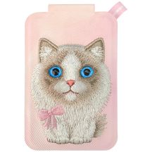 Nimmy Neue magnetische Geldbörse mit großen Augen und niedlichen Haustieren 2.0 Katze mit Handyhalterung – Rosa