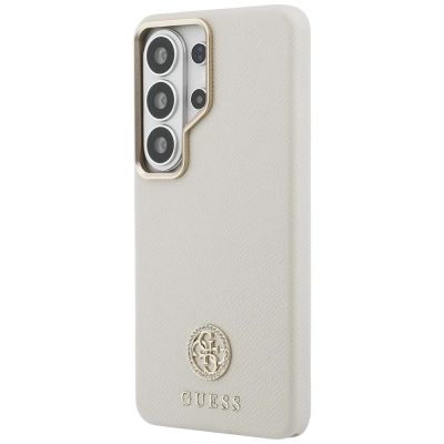 2. Guess Strass-Logo-Hülle mit rundem Logo für Samsung Galaxy S26 Ultra – Beige