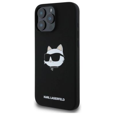 2. Karl Lagerfeld Silikon Choupette Kopf Print MagSafe iPhone 16 Pro Hülle - Schwarz