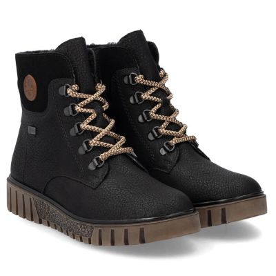 45. Wasserdichte schwarze Damen-Trekkingstiefeletten Rieker Y3433-00