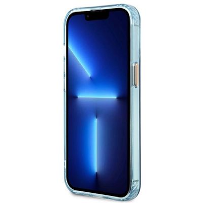 5. Guess Gold Outline Translucent MagSafe Hülle für iPhone 13 Pro / iPhone 13 – Blau