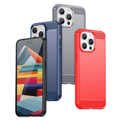 3. Flexible Carbon-Musterhülle für iPhone 15 Pro Max Carbon Case – Blau