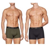 Puma Herren-Boxershorts, 2er-Pack, Khaki/Schwarz, bequeme Baumwolle