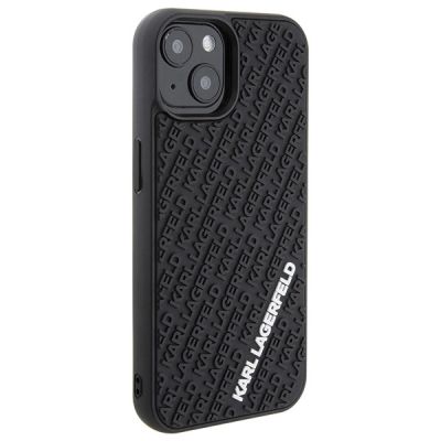 4. Karl Lagerfeld 3D Rubber Multi Logo Hülle für iPhone 15 – Schwarz