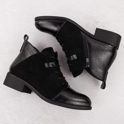 6. Damen-Wildleder-Stiefeletten, gefüttert, schwarz M.Daszyński MR2458-7