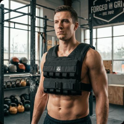12. 20 kg schwere Trainingsweste mit Seilzügen W20B | DBX Bushido