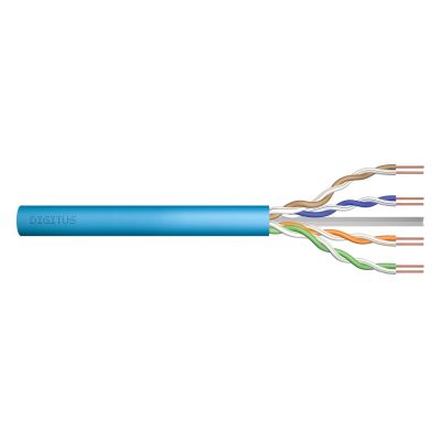 DIGITUS Installations-Telekommunikationskabel Kategorie 6A, U/UTP, DCA, AWG 23/1, LSOH, 50 m, blau, folienummantelt