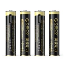 Orico Ener-G EG7C Lithium-Batterie 1,5 V 500 mWh AAA USB-C wiederaufladbare Batterie mit Ladekabel 4 Stück.