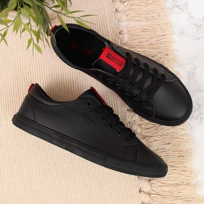 5. Big Star W DD274687 schwarze Low-Top-Sneaker aus Öko-Leder 
