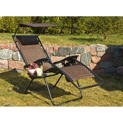 6. Faltbarer Gartenstuhl mit Sonnendach 173 x 52/65 x 110 cm, braun