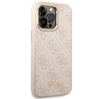 4. Guess 4G Vintage Gold Logo Hülle für iPhone 14 Pro Max – Rosa