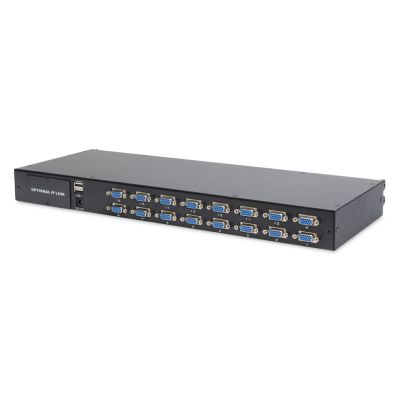33. Modulare KVM-Konsole mit 19-Zoll-TFT-LCD-Bildschirm, 16 VGA-Anschlüssen, Touchpad, GE-Tastatur, schwarz