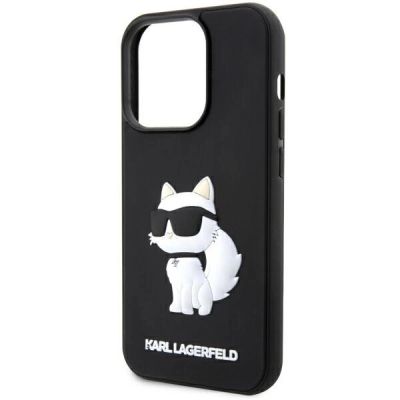 6. Karl Lagerfeld KLHCP14L3DRKHNK iPhone 14 Pro 6.1" schwarz/schwarz Hardcase Rubber Choupette 3D