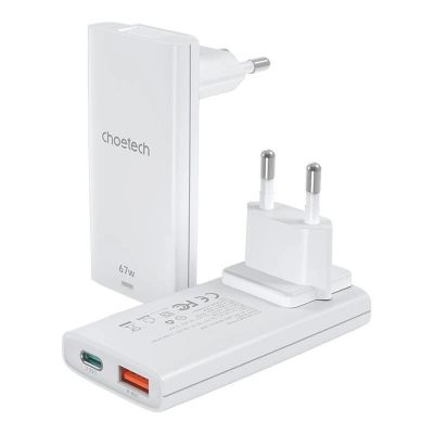 2. Choetech PD6011 65W GaN Ultra USB-C + USB-A Wandladegerät – Weiß