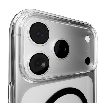 6. Puro Lite Mag TPU+PC Hülle kompatibel mit MagSafe für iPhone 17 Pro Max - Transparent mit schwarzem Ring