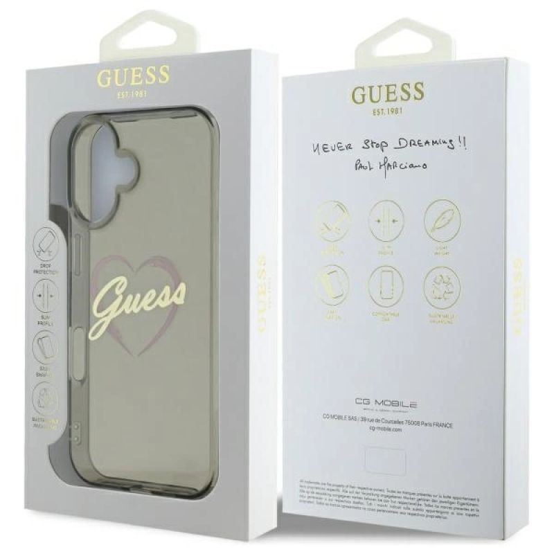 8. Guess IML Herzhülle für iPhone 16 Plus – Schwarz