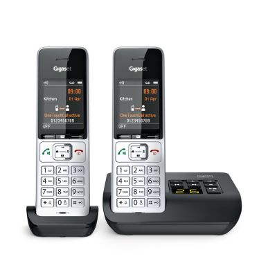 5. Gigaset COMFORT 500A Duo-Telefon (Analog/DECT) mit Anrufernamen und --ID, Schwarz/Silber