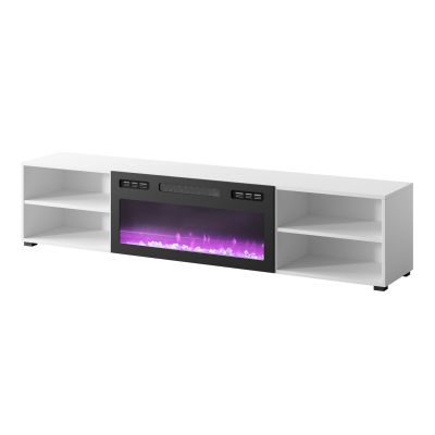 POLO TV-Schrank 180x33x39 weiß + schwarzer Kamin