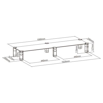 Maclean Doppelmonitorständer, max. 20 kg, gehärtetes Glas, (1029 x 285 x 127 mm), MC-936