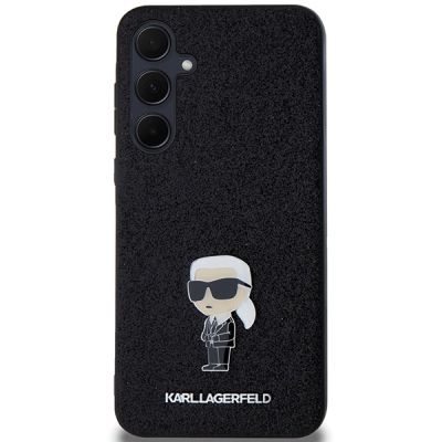 3. Karl Lagerfeld Fixed Glitter Ikonik Logo Metal Pin Hülle für Samsung Galaxy A55 – Schwarz
