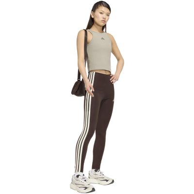 6. adidas Essentials Leggings mit 3 Streifen für Damen, Braun, KS6286